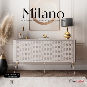 Kommode MILANO 3D mit dekorativen Fronten auf hohen Beinen
