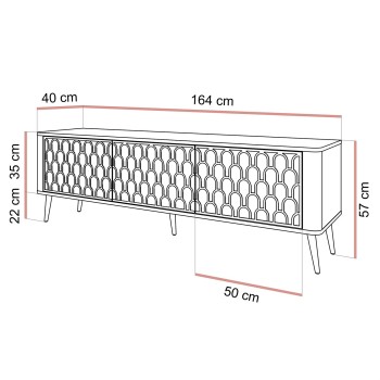 TV-Schrank MILANO 3D mit dekorativen Fronten auf hohen Füßen
