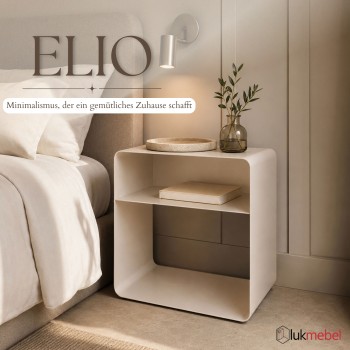 Nachttisch ELIO mit offenem Fach und abgerundeten Seiten