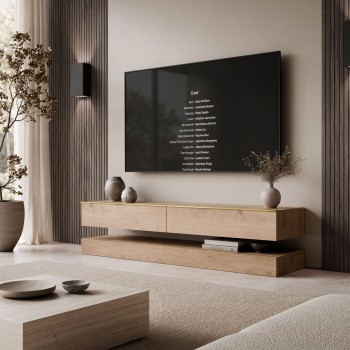 TV-Schrank SKY II 140 cm mit goldenen Griffen und LED-Beleuchtung