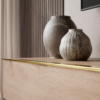 TV-Schrank SKY II 140 cm mit goldenen Griffen und LED-Beleuchtung