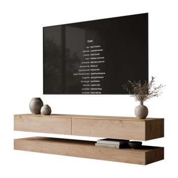 TV-Schrank SKY II 140 cm mit goldenen Griffen und LED-Beleuchtung