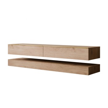 TV-Schrank SKY II 140 cm mit goldenen Griffen und LED-Beleuchtung