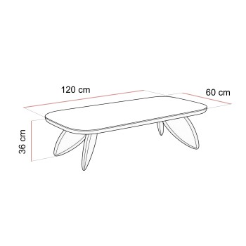 Couchtisch ELARA 120 cm mit abgerundeter Tischplatte in Hochglanz