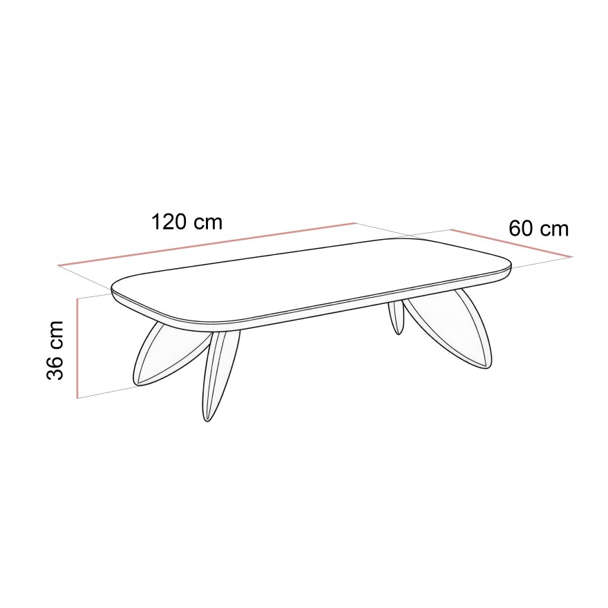 Couchtisch ELARA 120 cm mit abgerundeter Tischplatte in Hochglanz
