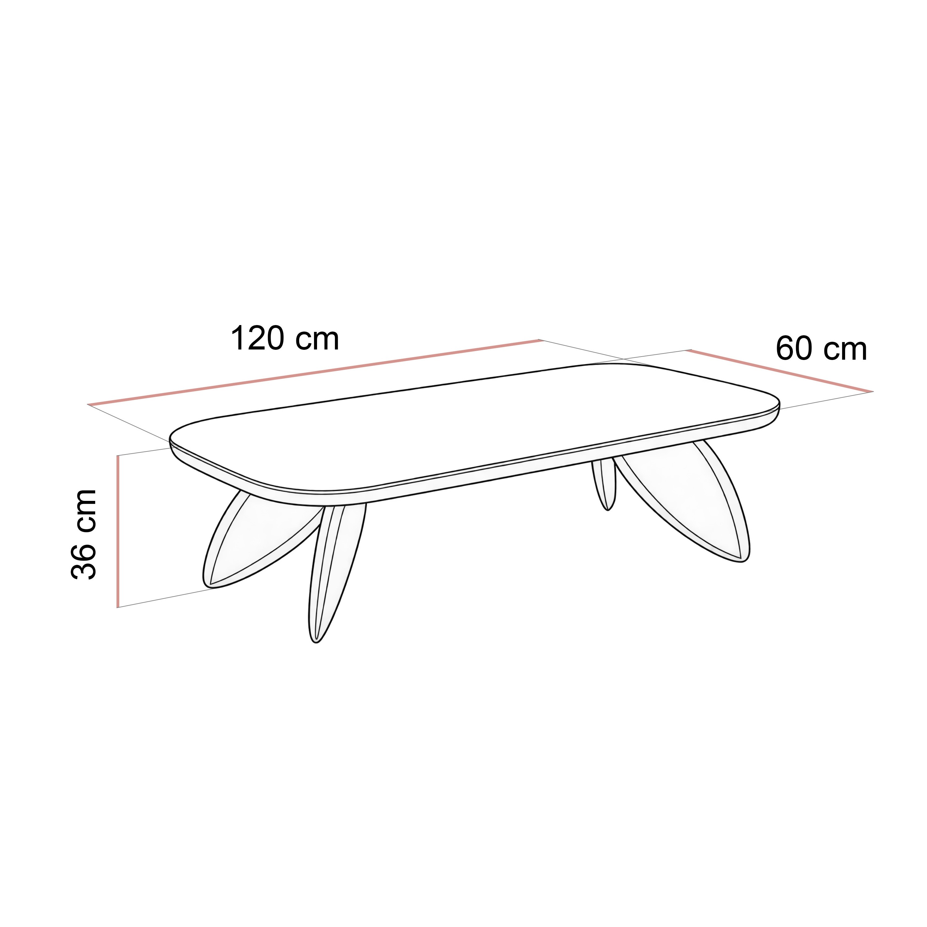 Couchtisch ELARA 120 cm mit abgerundeter Tischplatte in Hochglanz