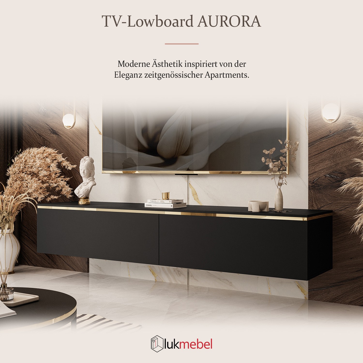 AURORA RTV Schrank schwarz matt