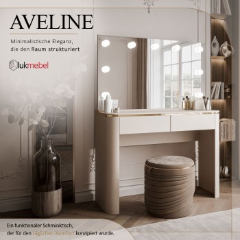 Schminktisch AVELINE ELITE mit Spiegel und LED-Beleuchtung