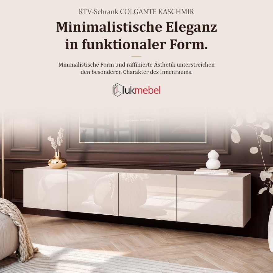 TV-Schrank COLGANTE 200 Kaschmir Hochglanz mit LED