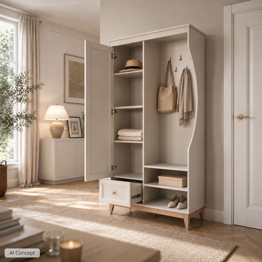 Garderobe SAVONA mit Spiegel und Schuhschrank für den Flur