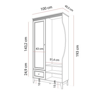Garderobe SAVONA mit Spiegel und Schuhschrank für den Flur