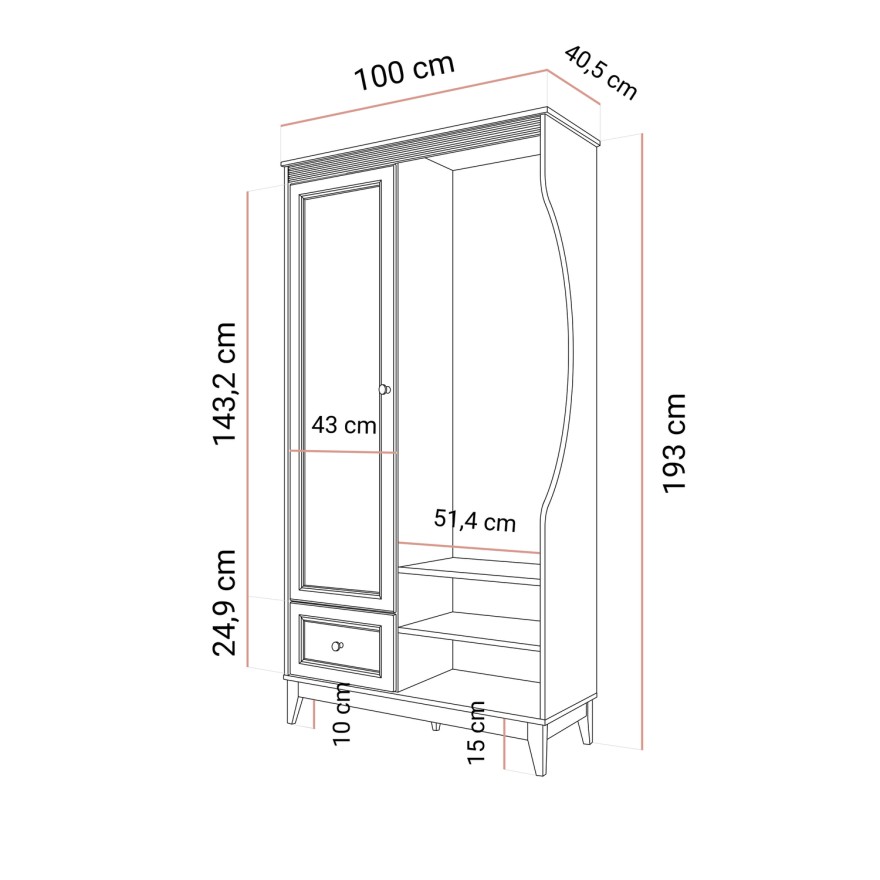 Garderobe SAVONA mit Spiegel und Schuhschrank für den Flur