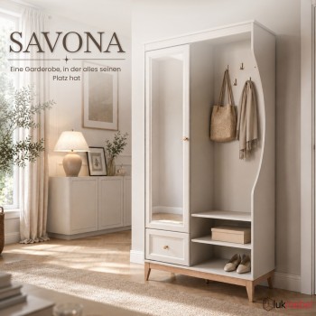 Garderobe SAVONA mit Spiegel und Schuhschrank für den Flur