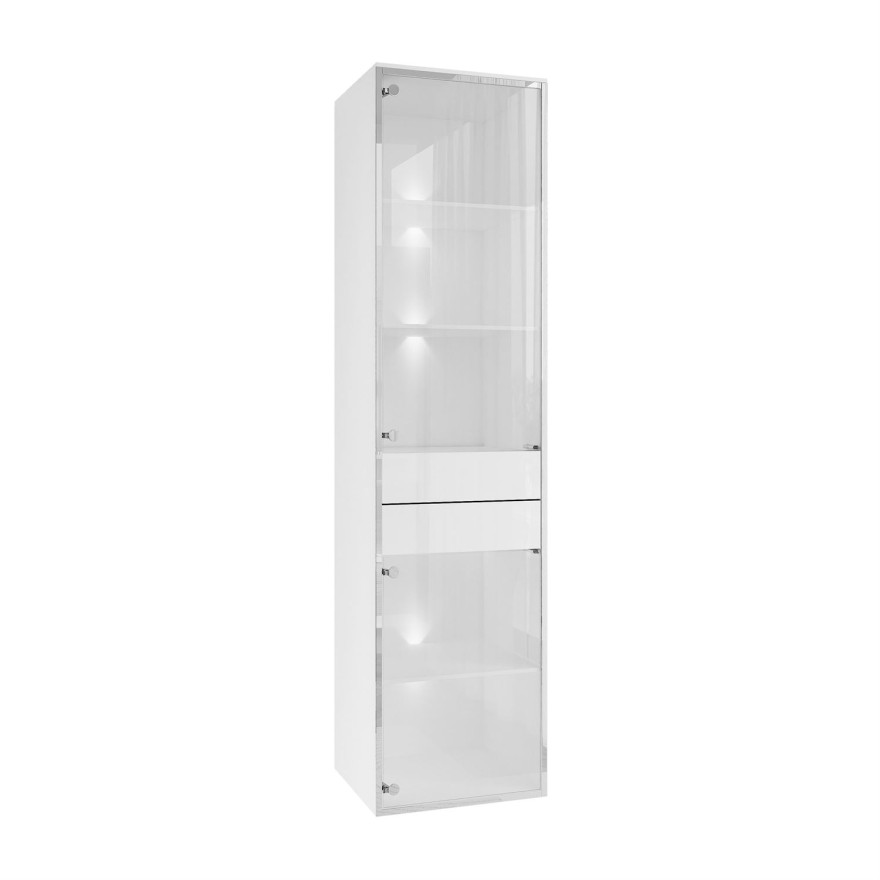 Vitrine für das Wohnzimmer AURORA SILVER mit LED-Beleuchtung