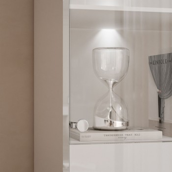 Vitrine für das Wohnzimmer AURORA SILVER mit LED-Beleuchtung