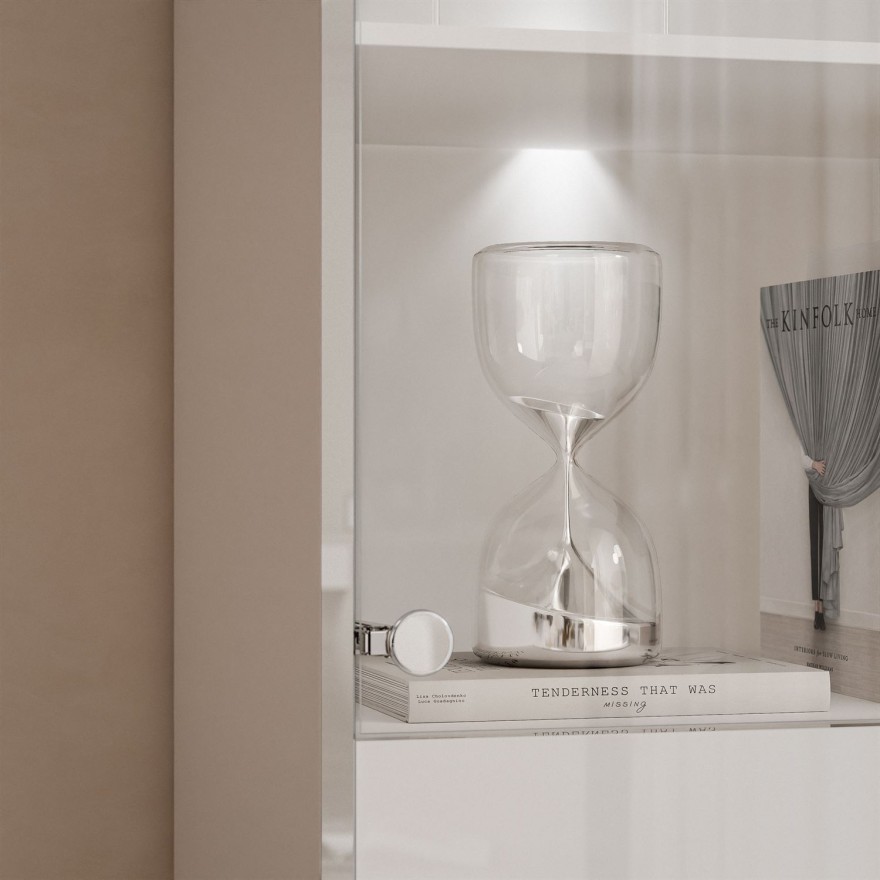 Vitrine für das Wohnzimmer AURORA SILVER mit LED-Beleuchtung