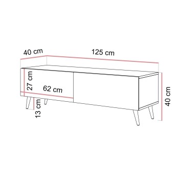 TV-Lowboard CARMEN 125 cm in Kaschmir mit Füßen