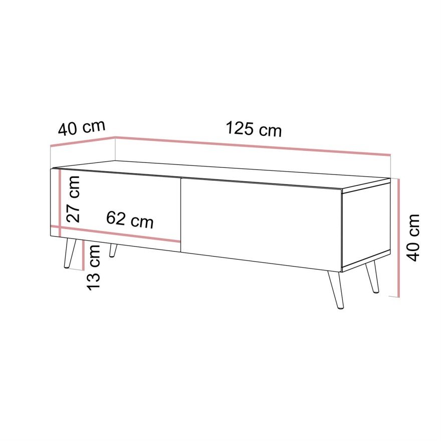 TV-Lowboard CARMEN 125 cm in Kaschmir mit Füßen