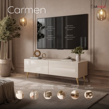 TV-Lowboard CARMEN 125 cm in Kaschmir mit Füßen