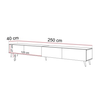 TV-Lowboard CARMEN 250 cm in Kaschmir mit Füßen
