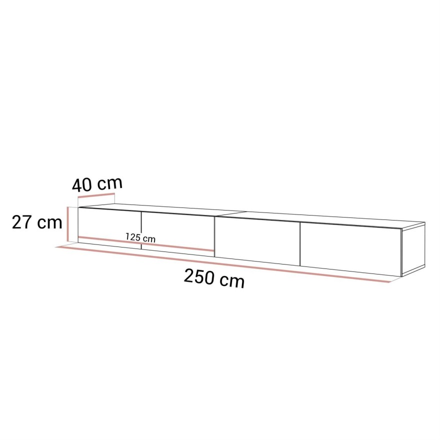 Hängendes TV-Lowboard CARMEN MATT 250 cm