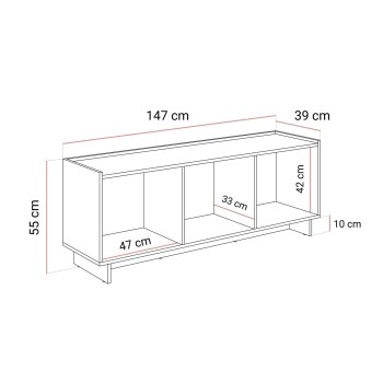 TV-Lowboard YUKI 147 cm 3D in Karamelleiche im Japandi-Stil