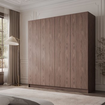 Kleiderschrank AUREL 4D NUSSBAUM mit Einlegeböden und Schubladen