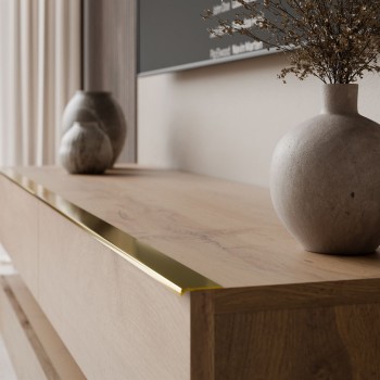 TV-Lowboard SKY II 280 cm mit LED-Beleuchtung und goldenen Griffen