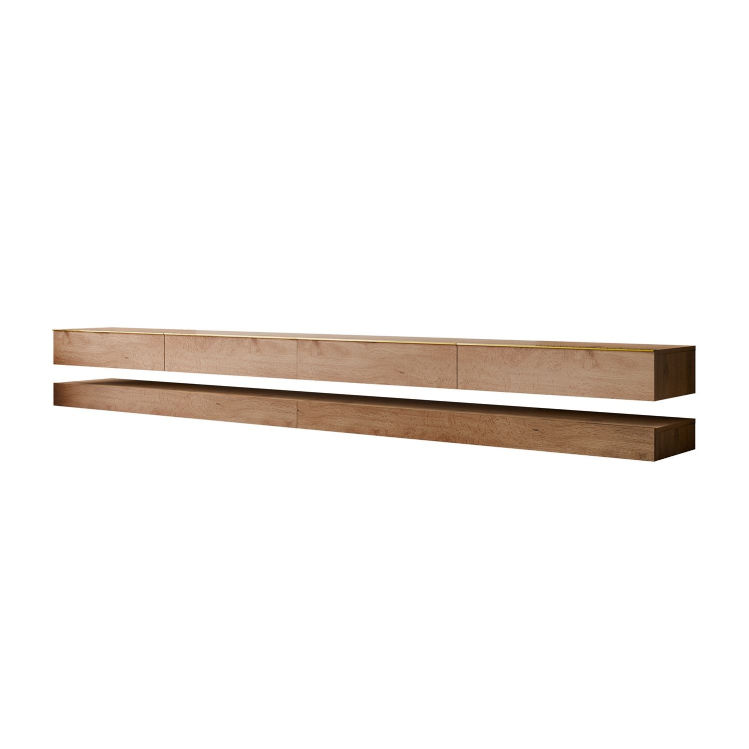 TV-Lowboard SKY II 280 cm mit LED-Beleuchtung und goldenen Griffen