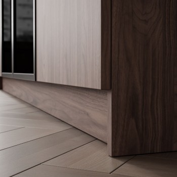 Kleiderschrank ATRIUM 4D NUSSBAUM mit Glasfront und schwarzen Rahmen