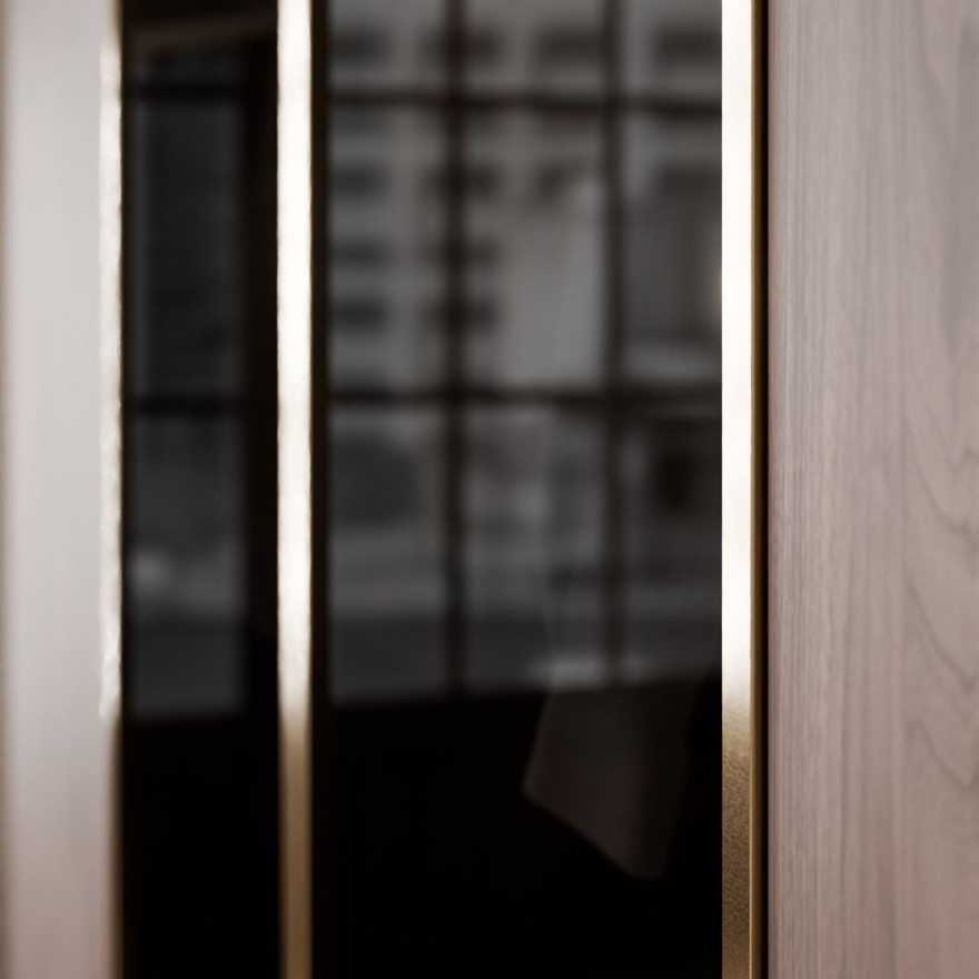 Kleiderschrank ATRIUM 4D NUSSBAUM GOLD mit Glasfront