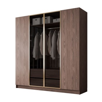 Kleiderschrank ATRIUM 4D NUSSBAUM GOLD mit Glasfront