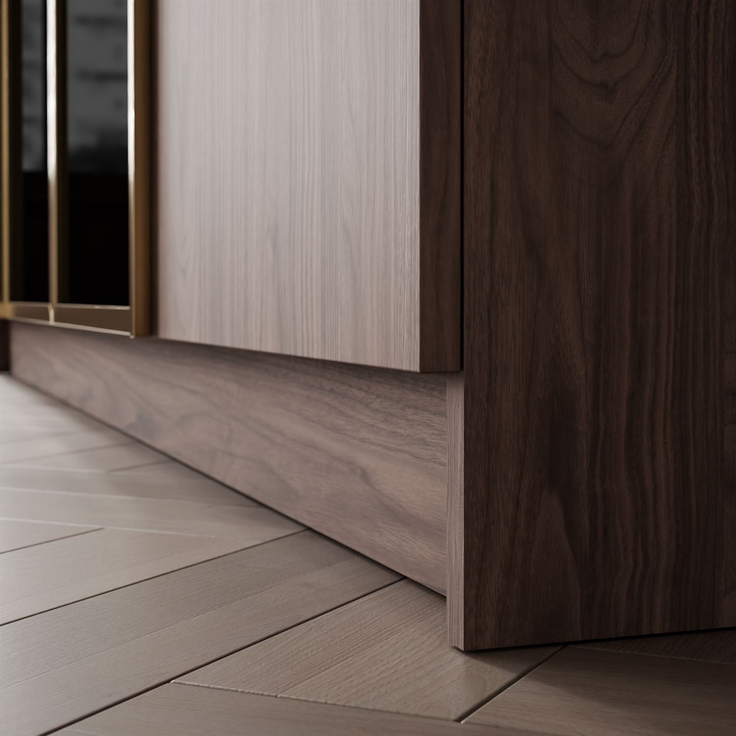 Kleiderschrank ATRIUM 4D NUSSBAUM GOLD mit Glasfront