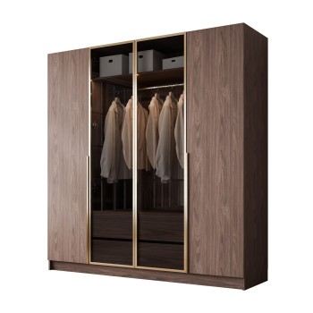 Kleiderschrank ATRIUM 4D NUSSBAUM GOLD mit Glasfront
