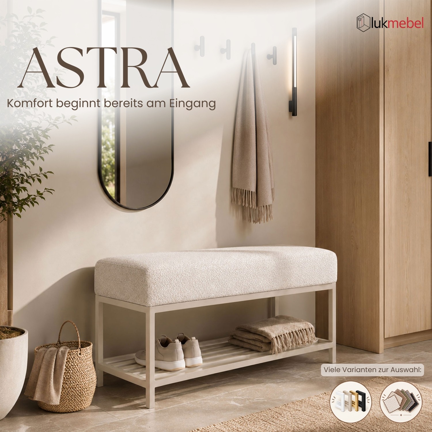 Polsterbank ASTRA mit Schuhablage
