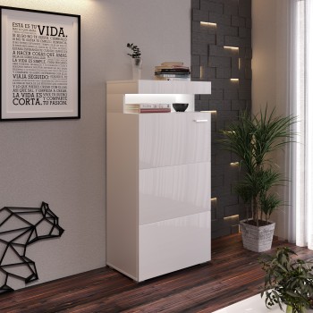 Standvitrine VANCOUVER W9.410 weiß Hochglanz mit LED