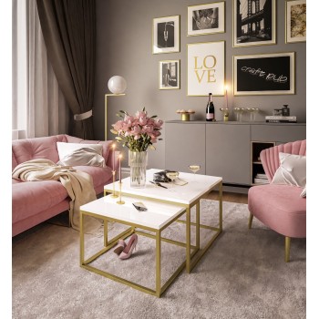 Couchtisch Yoshi 2in1 Kaffeetisch Gold matt