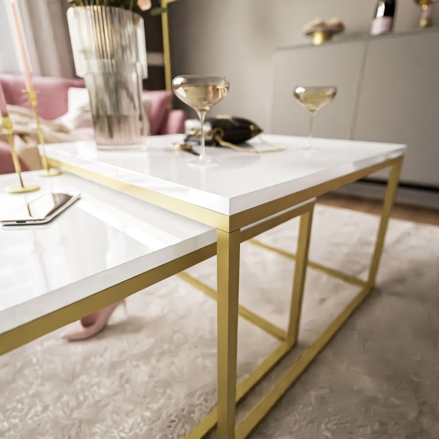 Couchtisch Yoshi 2in1 Kaffeetisch Gold matt