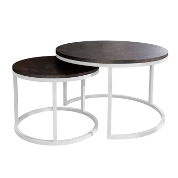 Runder Couchtisch 2in1 CIRI SLIM dunkler Beton