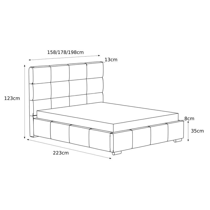 Doppelbett SARA mit hohem Kopfteil 140/160/180x200
