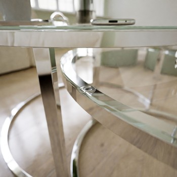 Ława okrągła CIRI 2w1 CHROM szklany blat Ława okrągła CIRI 2w1 CHROM szklany blat