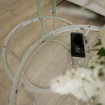 Ława okrągła CIRI 2w1 CHROM szklany blat Ława okrągła CIRI 2w1 CHROM szklany blat