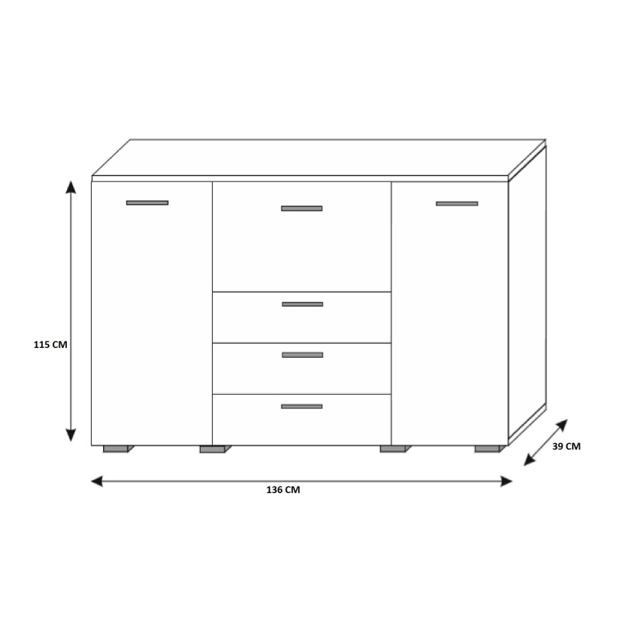 Kommode BARI hochglanz mit LED