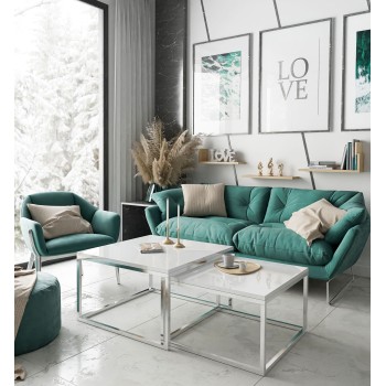 Couchtisch Yoshi 2in1 Hochglanz mit Chromuntergestell