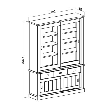 Vitrine VINCI Andersen kiefer / Wotan Eiche