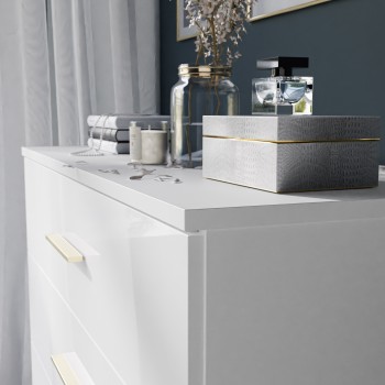 Kommode LINA goldene Griffe und Beine mit LED