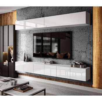 TV-Wohnwand COLGANTE II weiß Hochglanz mit LED