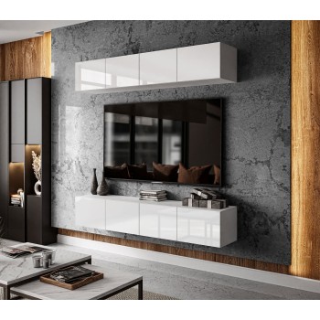 TV-Wohnwand COLGANTE weiß Hochglanz mit LED