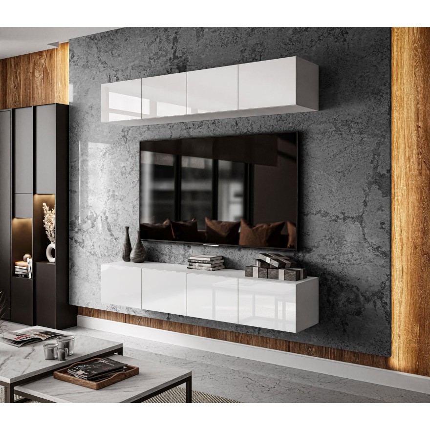 TV-Wohnwand COLGANTE weiß Hochglanz mit LED