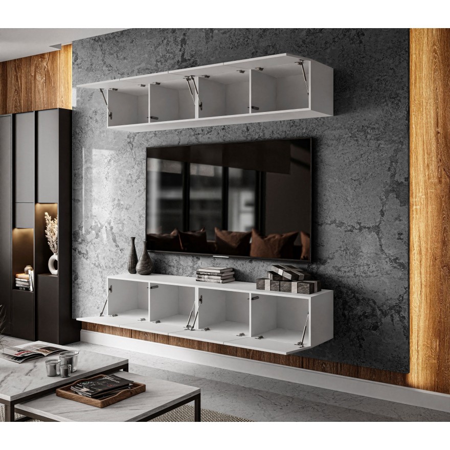 TV-Wohnwand COLGANTE weiß Hochglanz mit LED